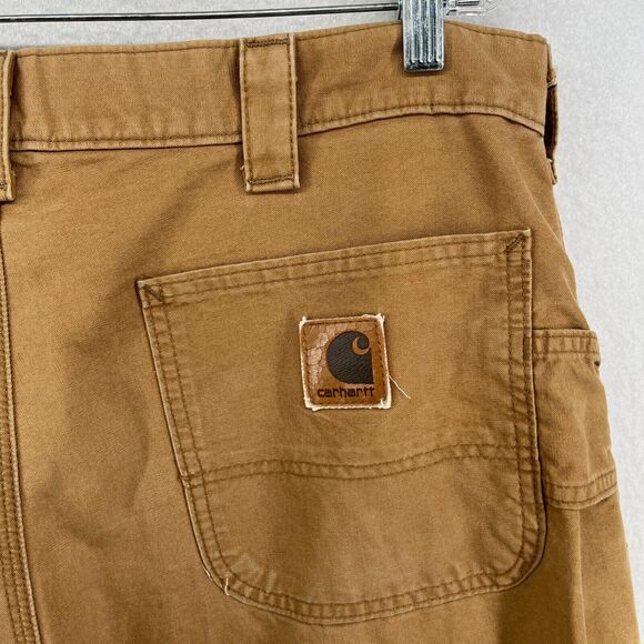 CARHARTT Pants Mens 36X30 Utility Work Loose Fit Cargo Canvas Cotton Brown - Picture 7 of 15